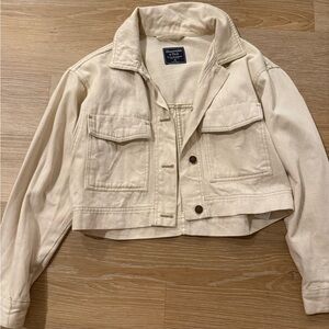 Abercrombie Cream Utility Trucker Jacket